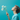 A young man is shown in profile against a vibrant teal-blue background, with his eyes gently closed and head tilted upwards in a peaceful expression. He holds a small bouquet of white daisies with yellow centers and green stems, secured in a small white holder, in his right hand. The image has soft, even lighting and conveys a sense of calm and connection to nature.