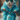 A full-body vertical shot of a white rabbit with fluffy fur, wearing a bright turquoise furry zippered hoodie and reflective silver-framed sunglasses, riding a matching turquoise scooter. The rabbit's front paws are on the chrome handlebars, and its face is partially obscured by the dark mirrored lenses. The background is softly blurred with muted natural tones, suggesting an outdoor setting, creating a whimsical and stylish scene.