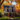 A two-story house is viewed from the street on a sunny day in autumn. The house is decorated with pumpkins and surrounded by trees with vibrant orange and yellow leaves. A gray walkway leads to the front door, creating a welcoming scene.