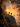 Two hikers with large backpacks and trekking poles are silhouetted against a brilliant orange and yellow sky, indicating either sunrise or sunset. They are ascending a steep, rocky mountain path covered in red and orange autumn leaves, framed by dark tree branches laden with golden foliage. A soft mist or fog enhances the dramatic backlighting, creating an inspiring and atmospheric scene of nature and adventure.