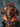 A close-up, head-on portrait of a brown and black dachshund dog wearing a Halloween costume. The dog has on bright orange novelty glasses, a black cape with an orange collar, and a black headband that spells 'BOO' in glittery orange letters. The background is a softly blurred, dark blue-grey textured wall.